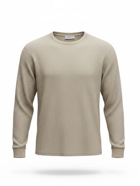 Old Navy Men's Long Sleeve Waffle Shirt- Light Beige